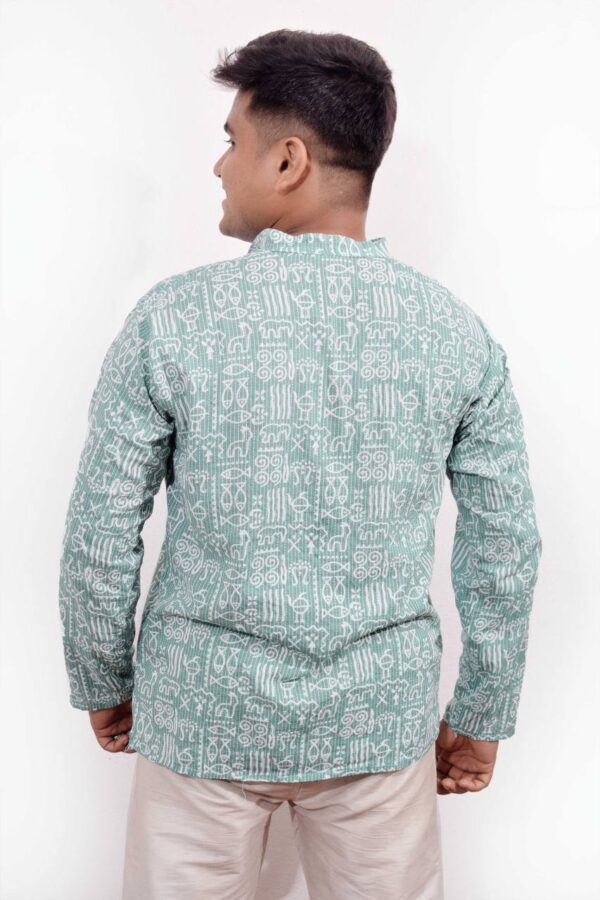 Mint Ajrak Men's Cotton Short Kurta - Image 4