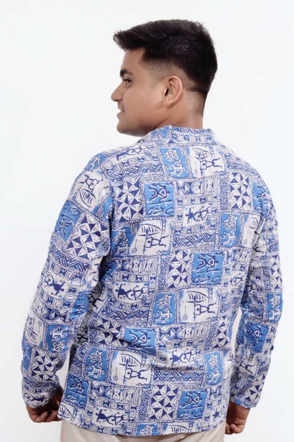 Indigo Tribal Block Print Cotton Kurta - Image 2