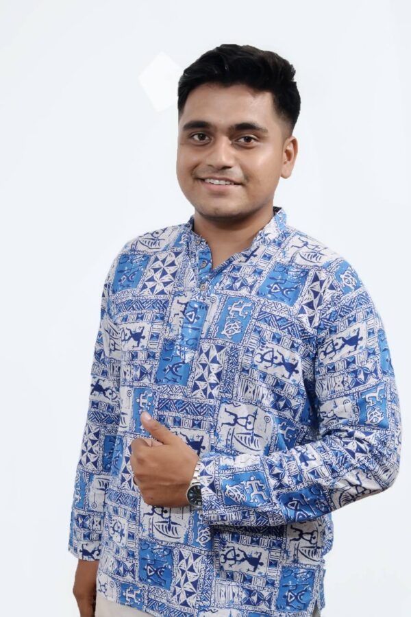 Indigo Tribal Block Print Cotton Kurta - Image 3