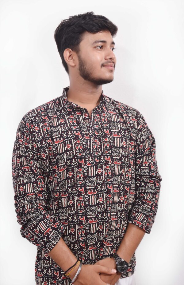 Black Herd Men’s Cotton Short Kurta - Image 4