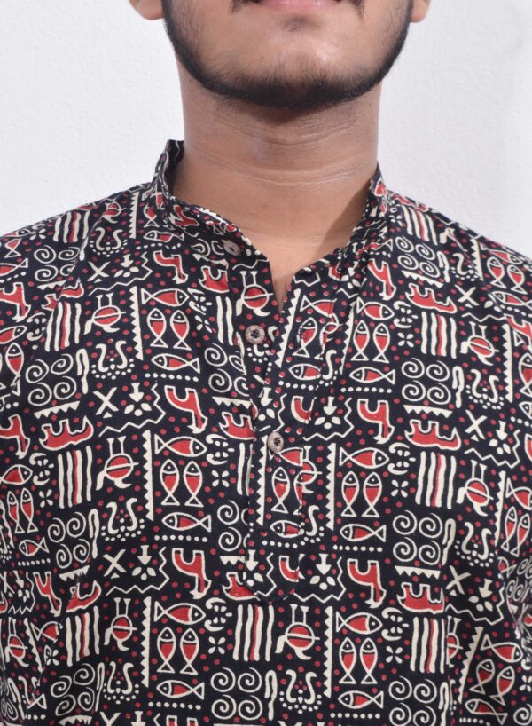 Black Herd Men’s Cotton Short Kurta - Image 3